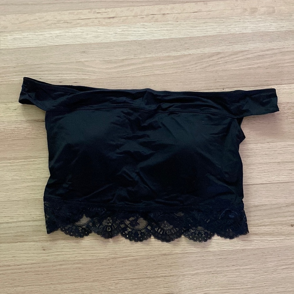 Black Off Shoulder Top with Lace Trim